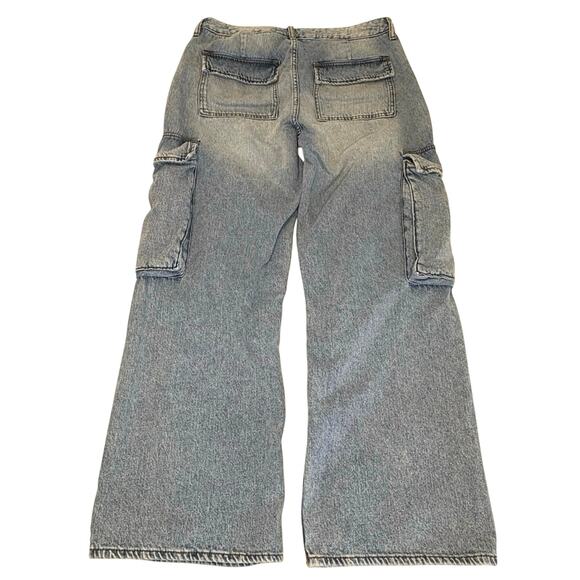S.O.N.G. Cargo Jeans Women's 11/30 | Light Wash Wide Leg High Rise Utility Denim - Picture 2 of 9